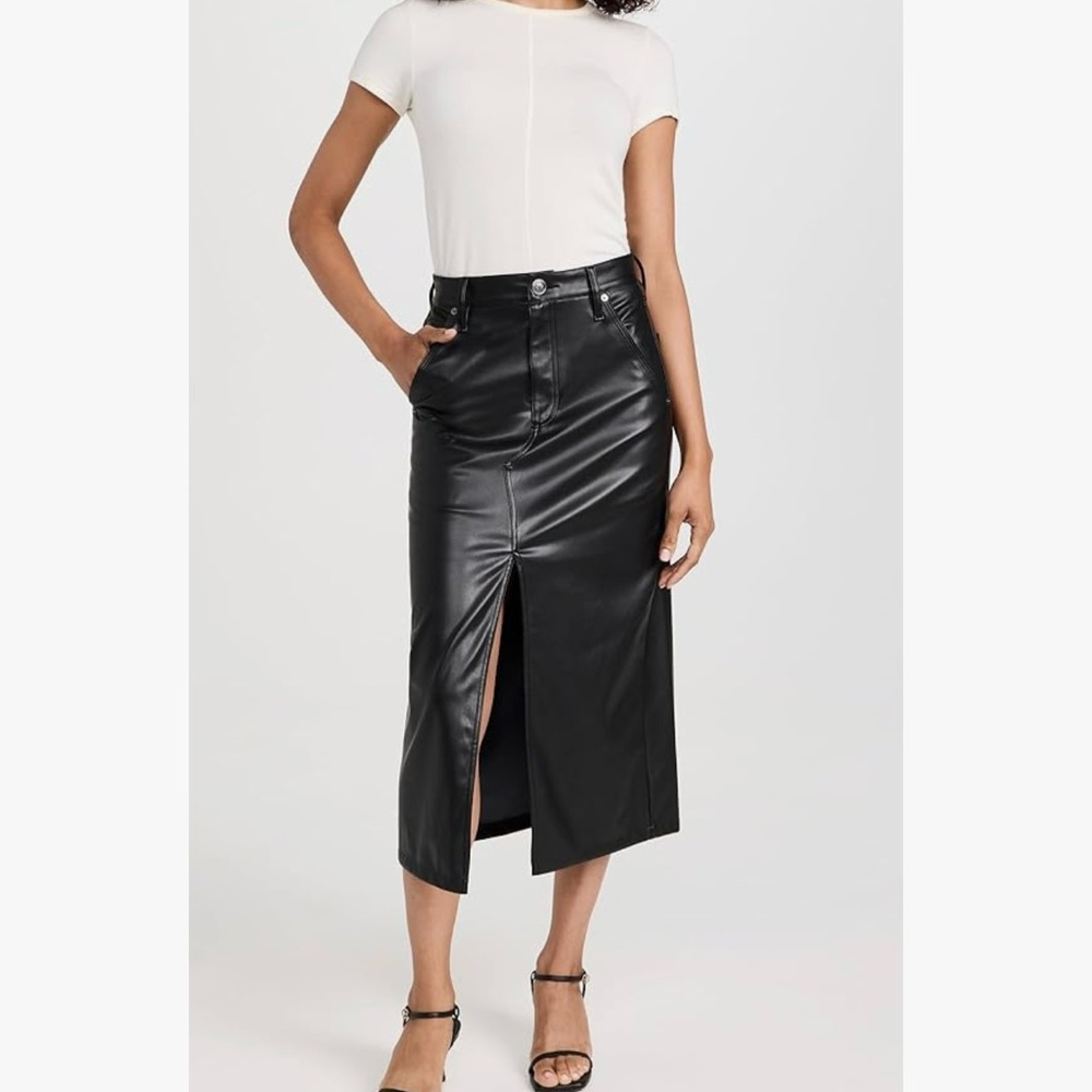 Rag & Bone Sid Faux Leather Midi Skirt NWT